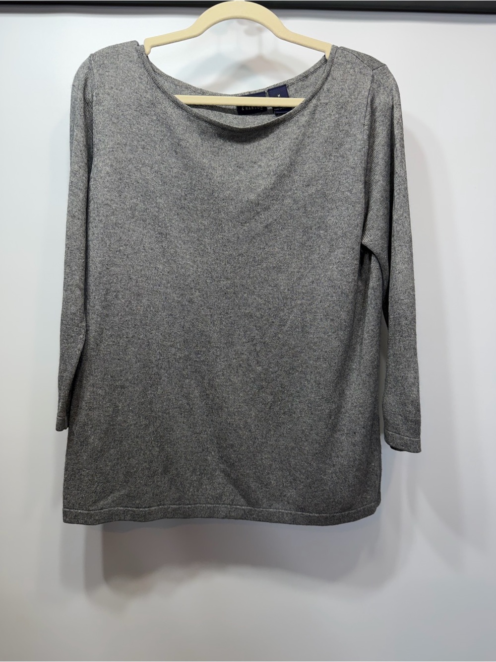 Hillard & Hanson Silk Cashmere Sweater Gray Scoop Neck Size M - Picture 2 of 10